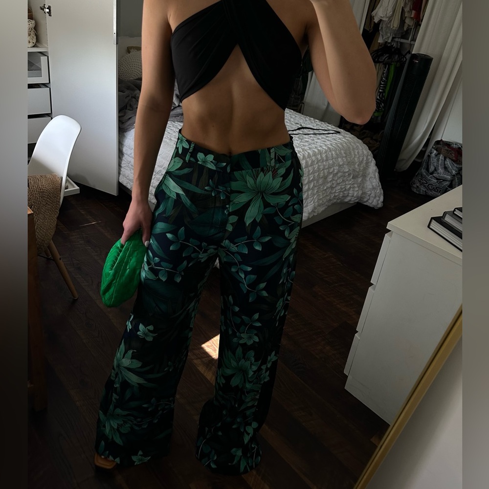 Zara Palm Leaf Print Pants